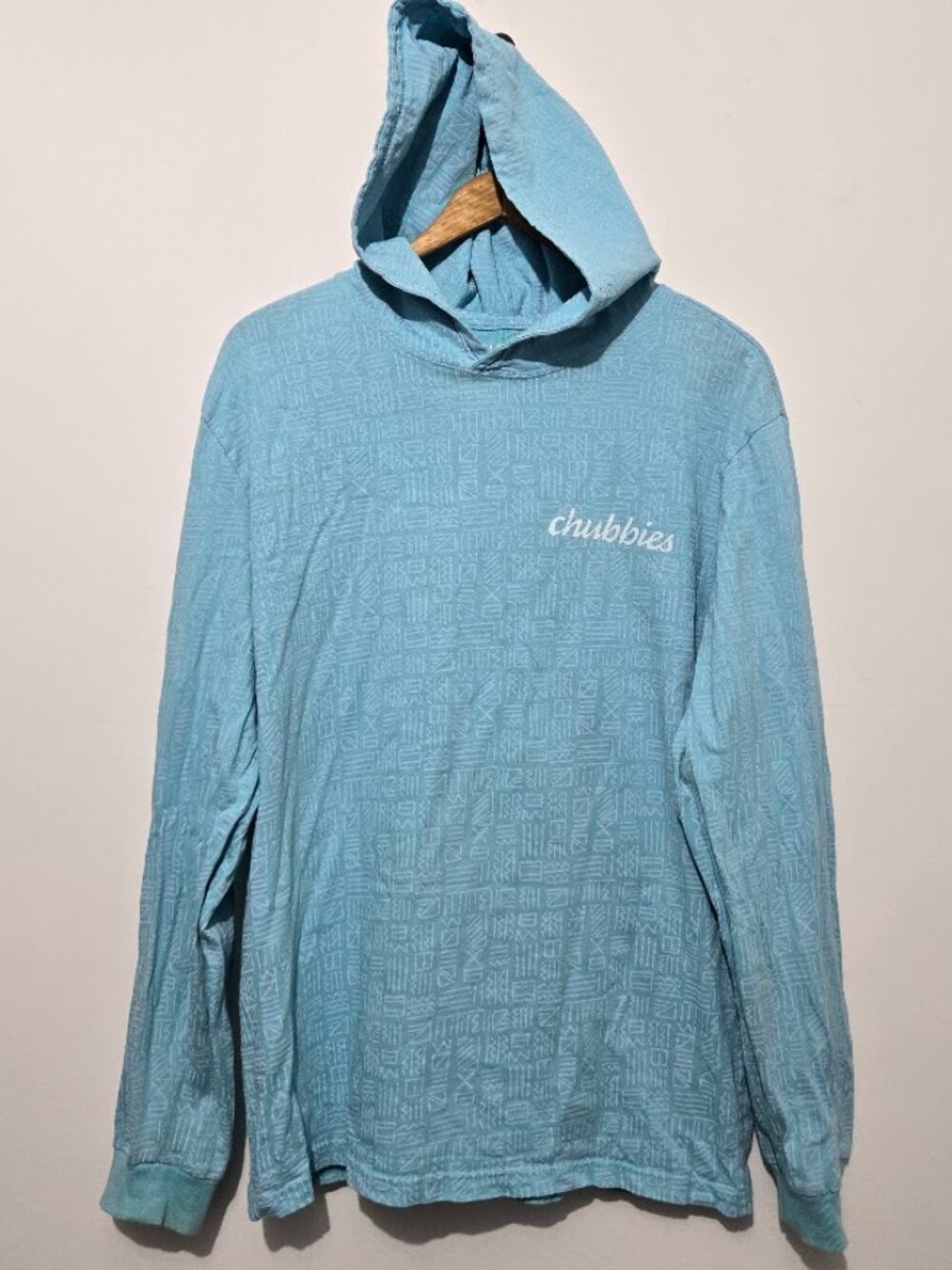Chubbies Mens Geometric Lightweight Cotton Hoodie Size L Pullover Preppy Beach